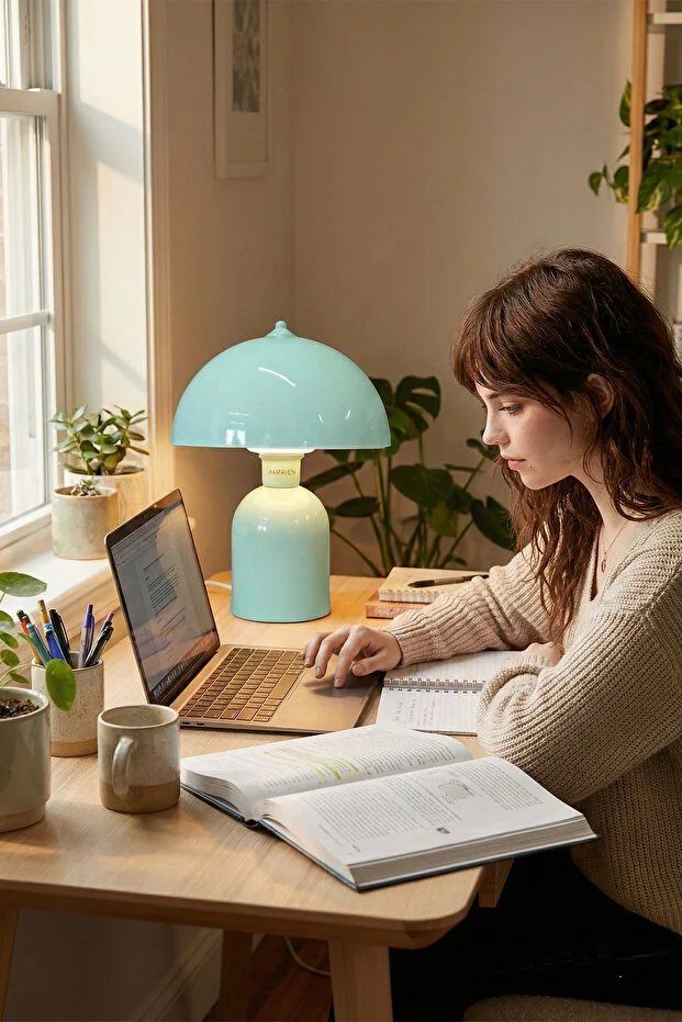 Luna Abajur | Mint Yeşili Metal Gövdeli